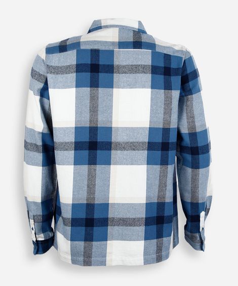 camisa oversized juvenil de algodão manga longa xadrez off white