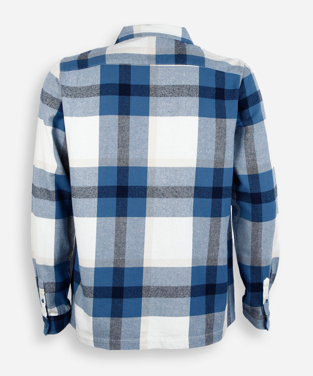 camisa oversized juvenil de algodão manga longa xadrez off white