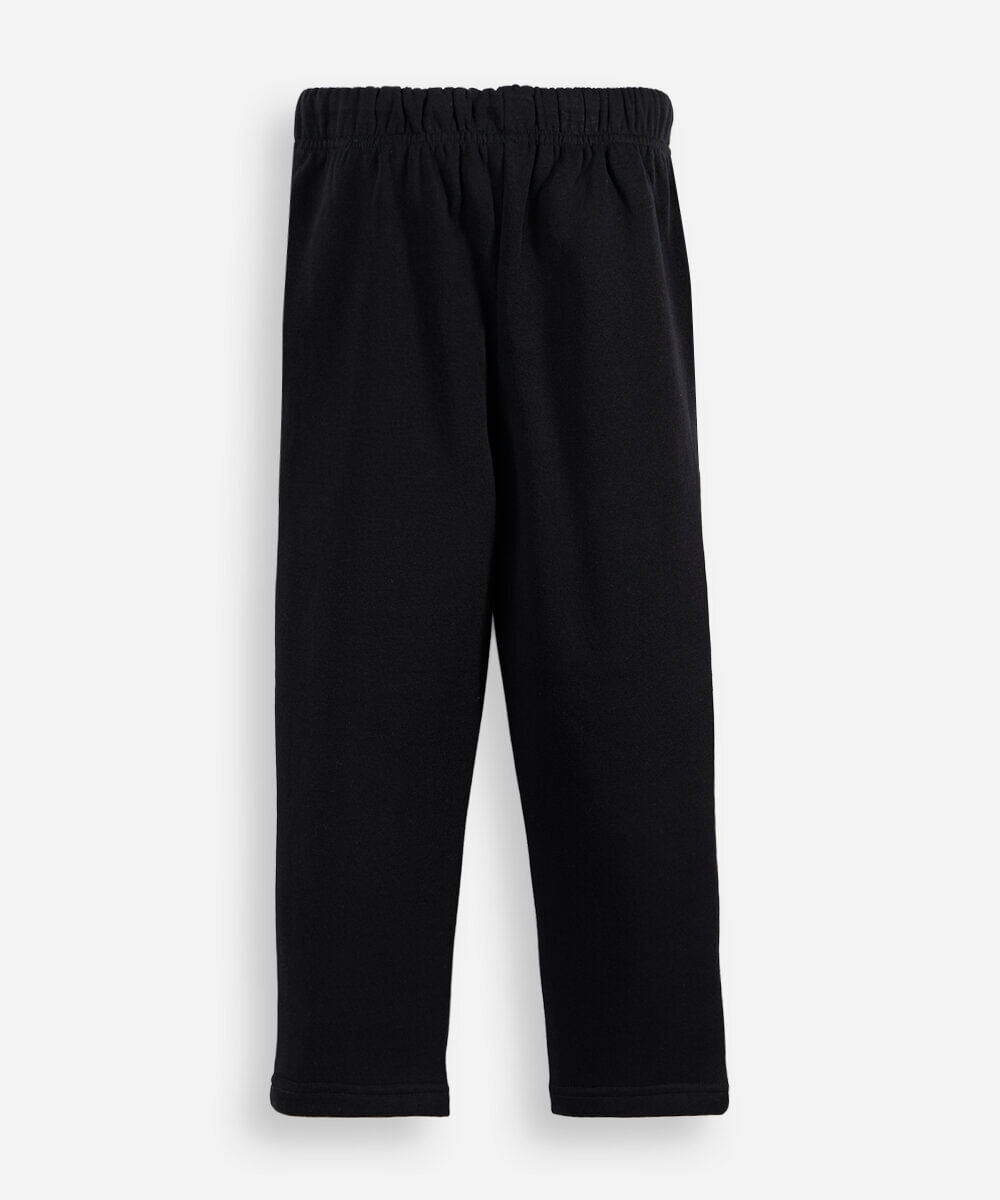 calça infantil recortes em moletom preta