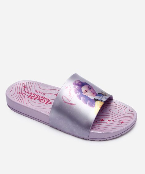 chinelo slide infantil guerreiras do k-pop hundrix gaspea lilás