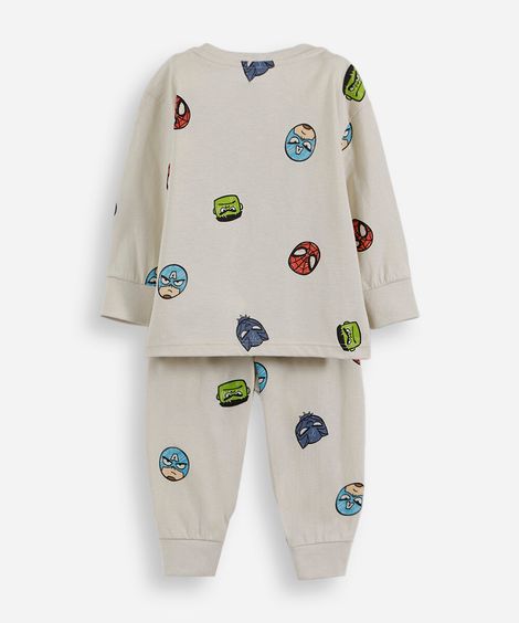 pijama longo infantil de algodão os vingadores bege