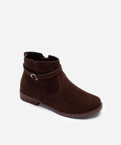 bota infantil com fivela de coração marrom