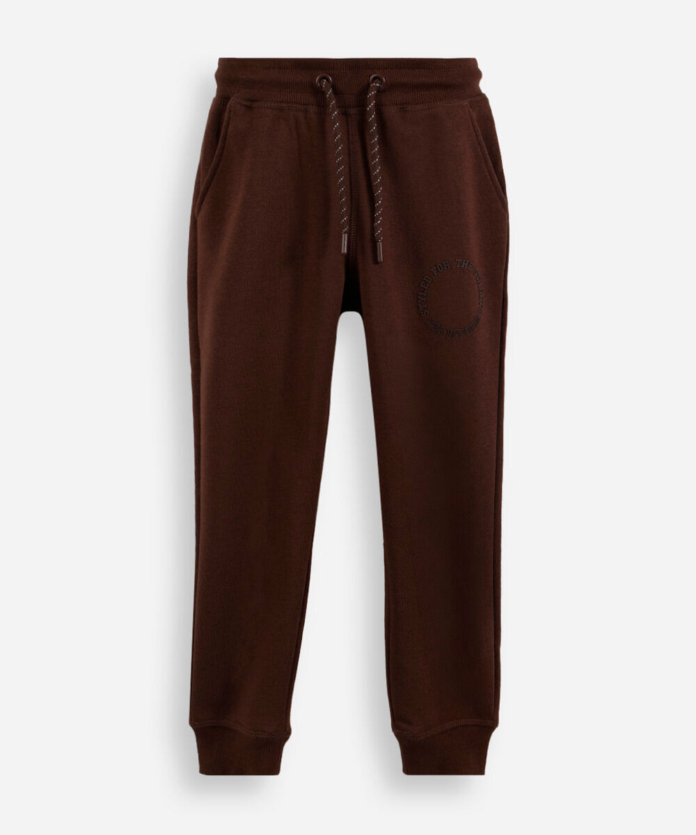 calça infantil em moletom jogger marrom