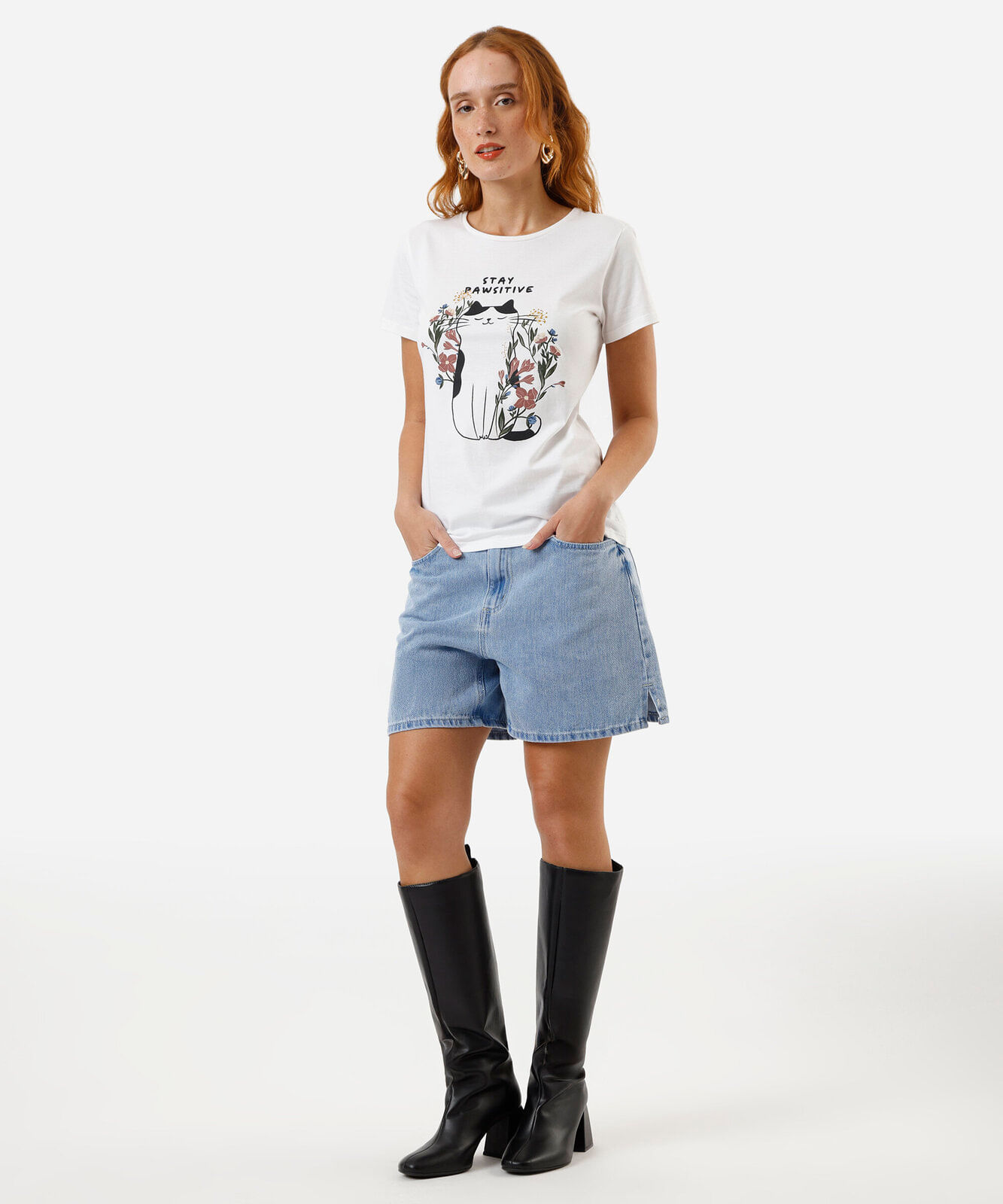 camiseta feminina stay pawsitive off white