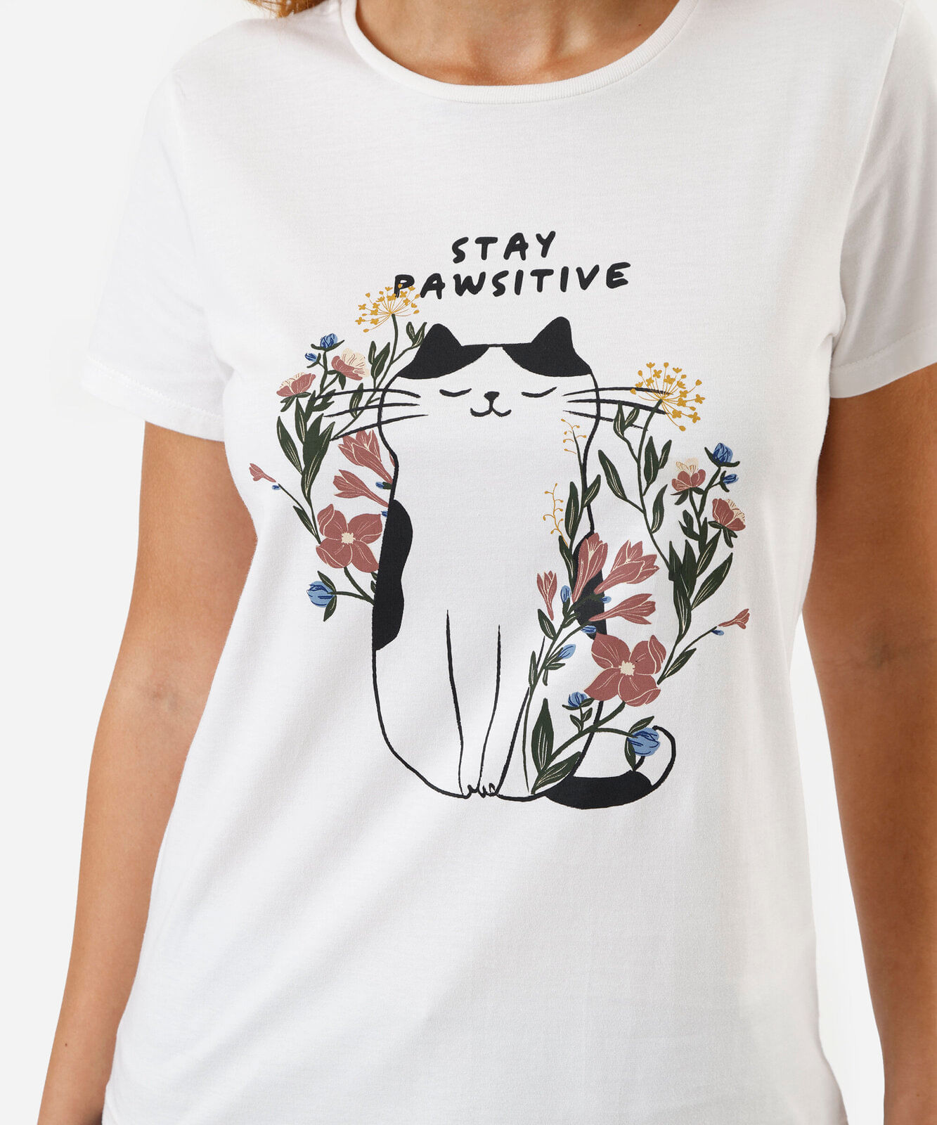 camiseta feminina stay pawsitive off white