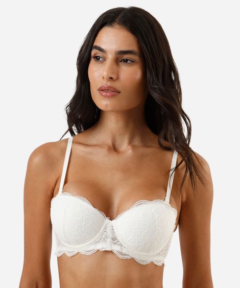 sutiã meia taça com alça removíveis e renda off white