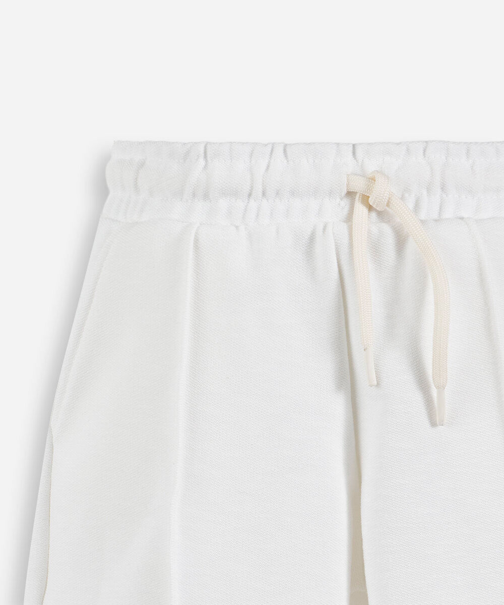 bermuda infantil de moletom com detalhe de friso off white