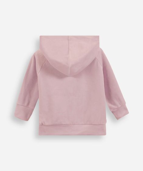 jaqueta infantil de plush com capuz rosa