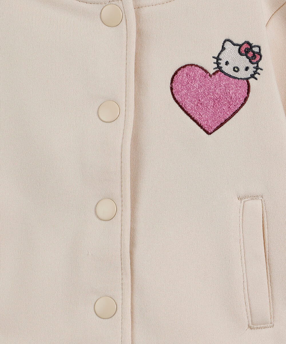 jaqueta bomber college infantil de moletom hello kitty bege