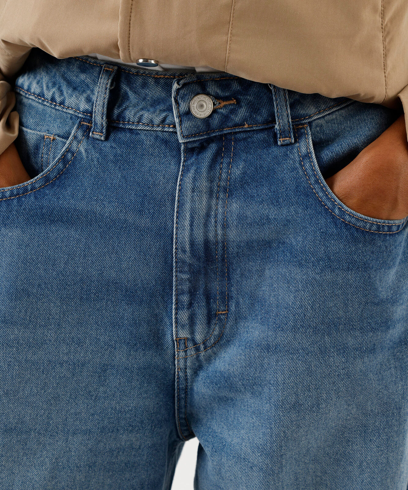 calça oversized feminina jeans cintura média azul