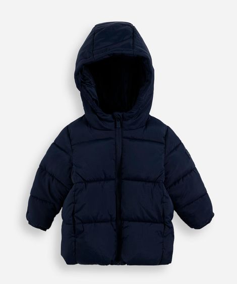 jaqueta puffer infantil com capuz azul