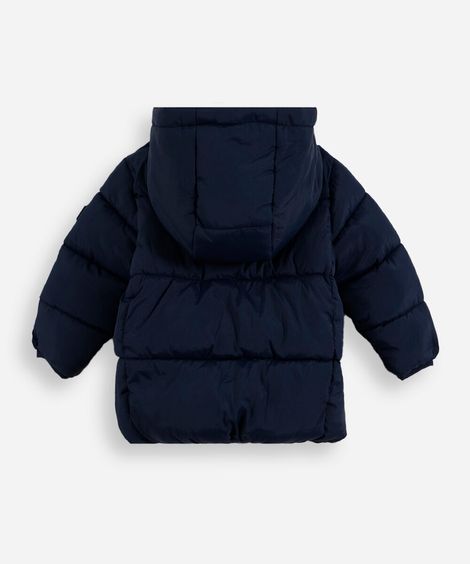 jaqueta puffer infantil com capuz azul
