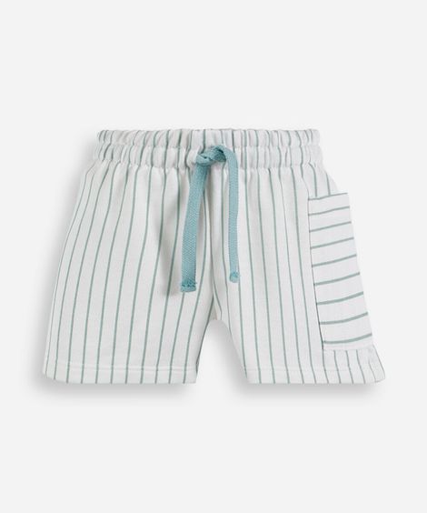 short infantil de malha listrado verde