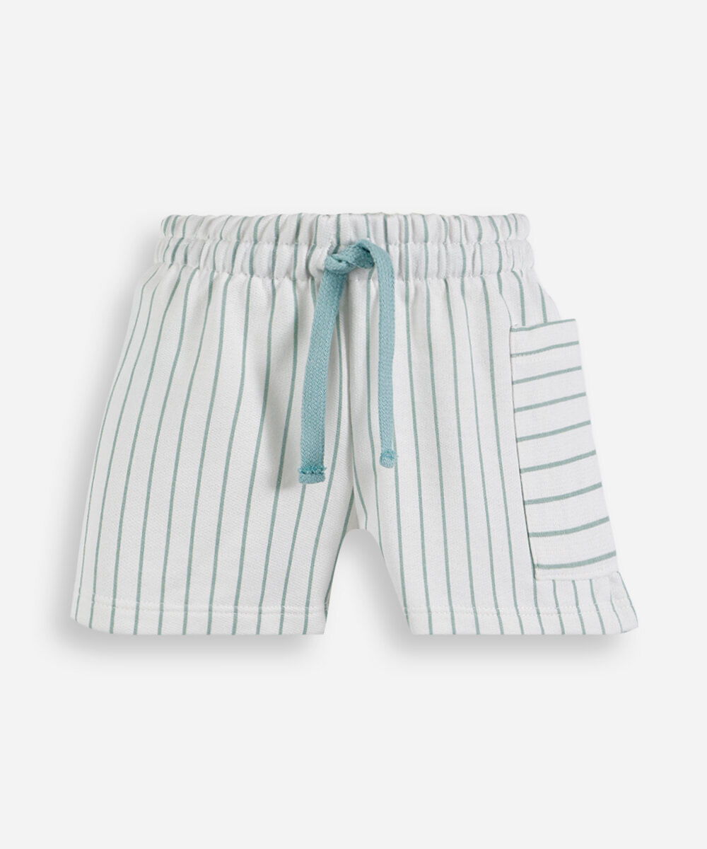 short infantil de malha listrado verde