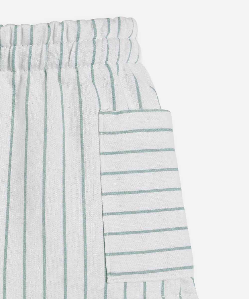short infantil de malha listrado verde