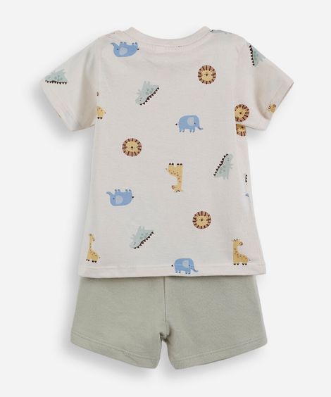 conjunto infantil de algodão bichinhos off white