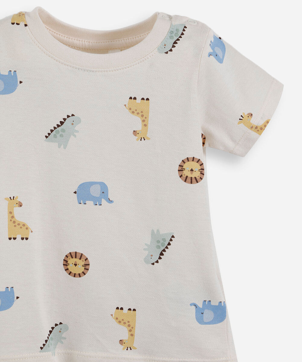 conjunto infantil de algodão bichinhos off white