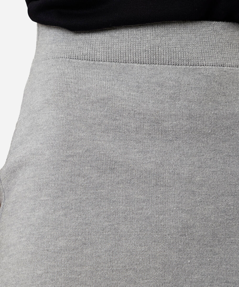 saia midi de tricot canelada cinza