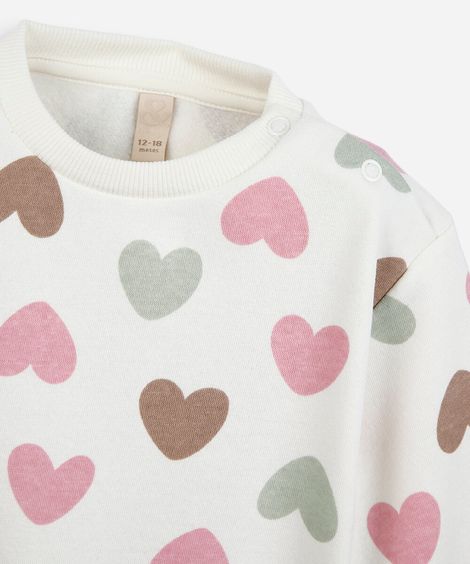 conjunto infantil de moletom coração off white