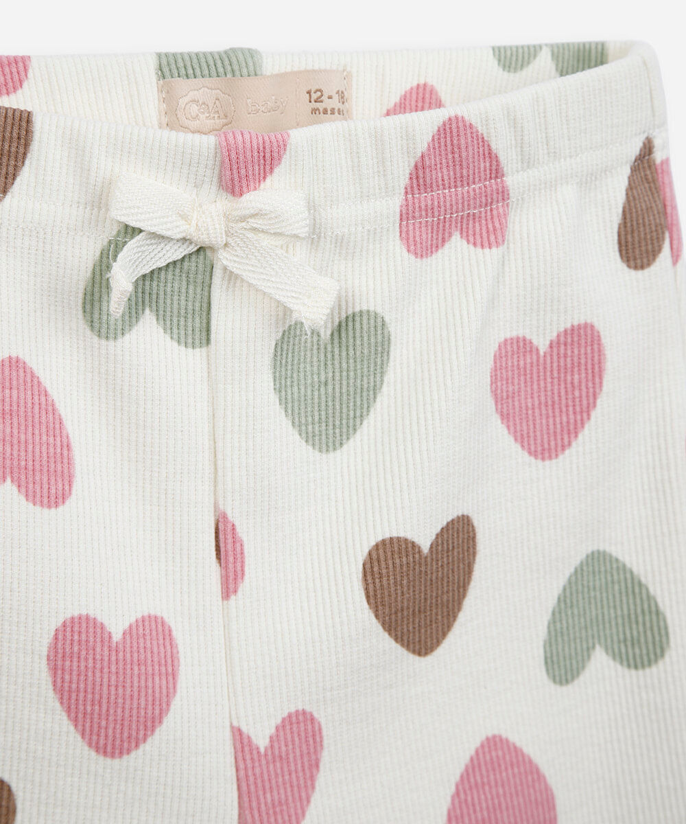 conjunto infantil de moletom coração off white