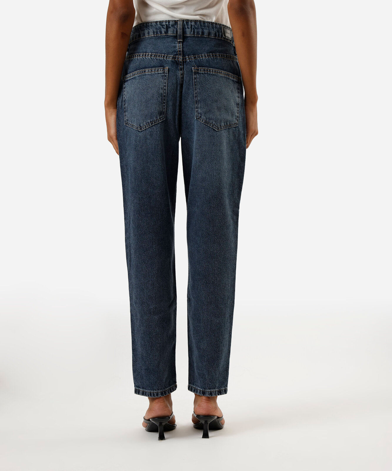 calça mom feminina jeans cintura alta azul