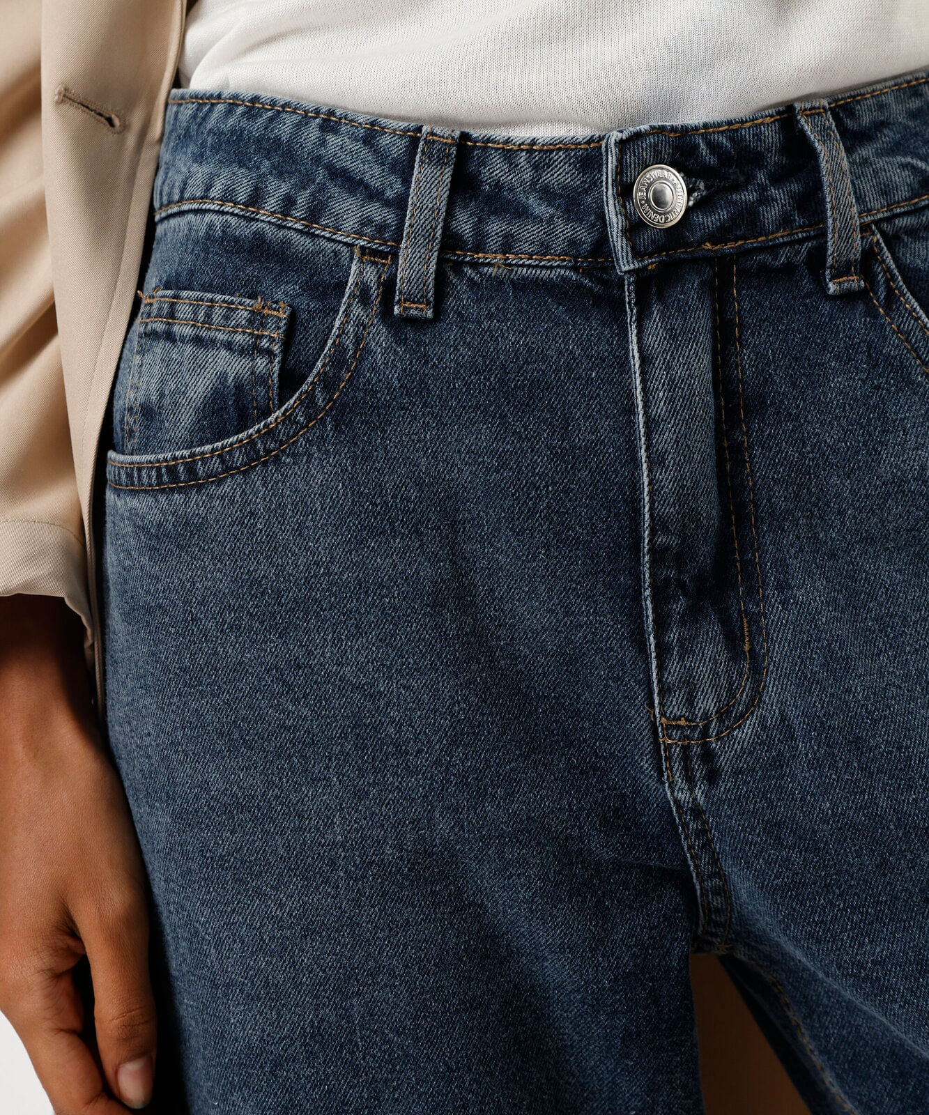 calça mom feminina jeans cintura alta azul