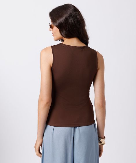 regata feminina franzida mindset marrom