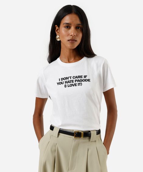 camiseta feminina i love pagode off white