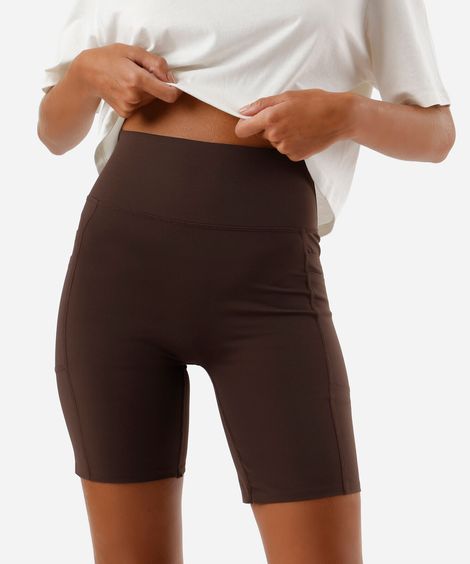 bermuda feminina esportiva com compressão marrom