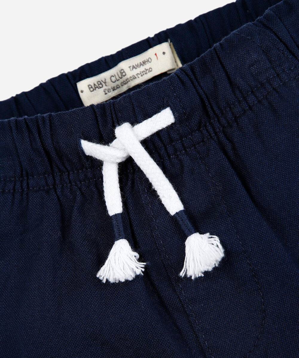 bermuda infantil de algodão com cós elástico azul