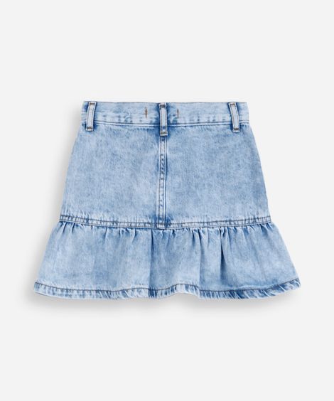 saia infantil jeans babado azul