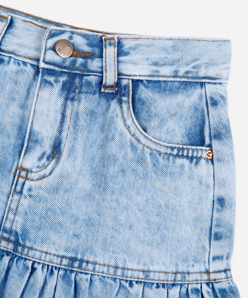 saia infantil jeans babado azul