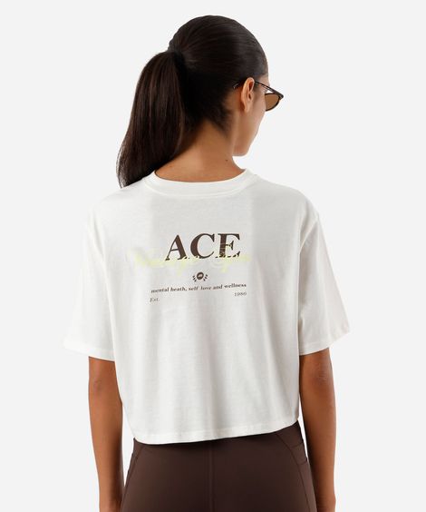 camiseta cropped feminina de algodão ace off white