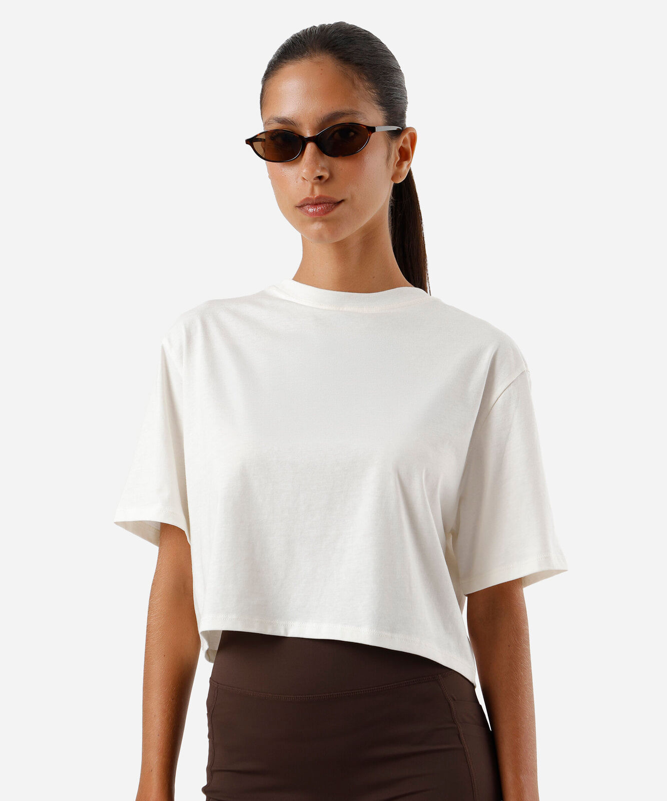 camiseta cropped feminina de algodão off white