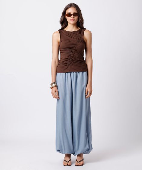 calça aladim feminina com linho mindset azul
