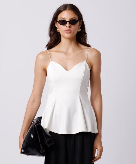 regata peplum feminina alça fina mindset off white