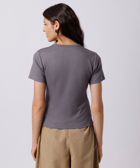 camiseta feminina de algodão peruano mindset cinza