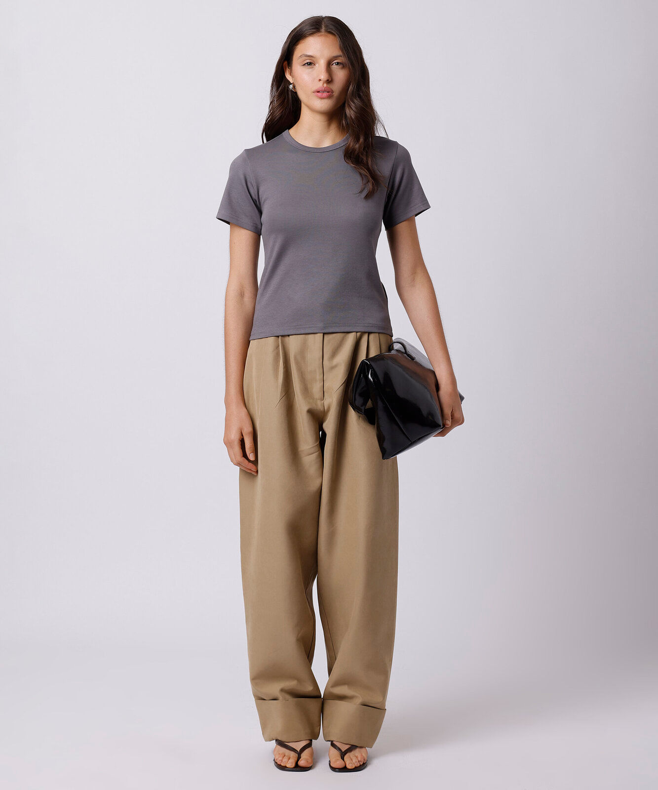 camiseta feminina de algodão peruano mindset cinza