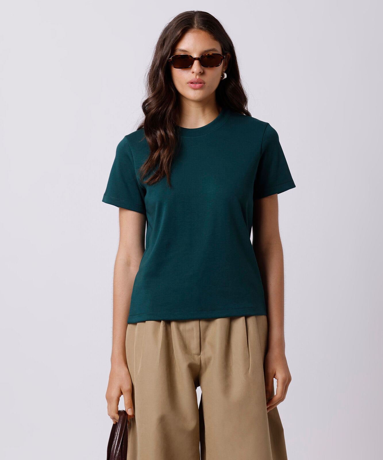 camiseta feminina de algodão slim mindset verde