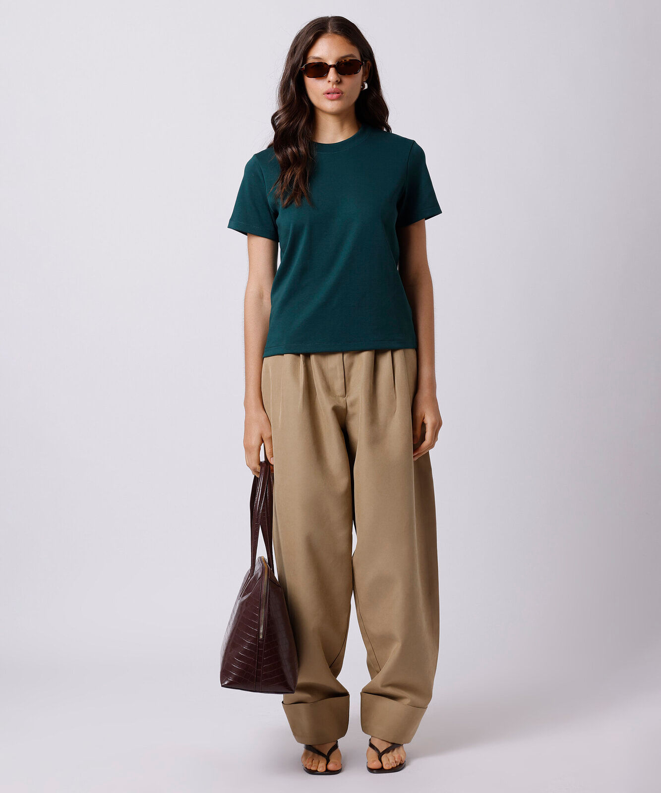 camiseta feminina de algodão slim mindset verde