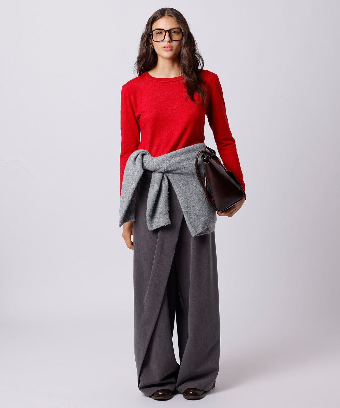 suéter feminino de tricot gola redonda mindset vermelho