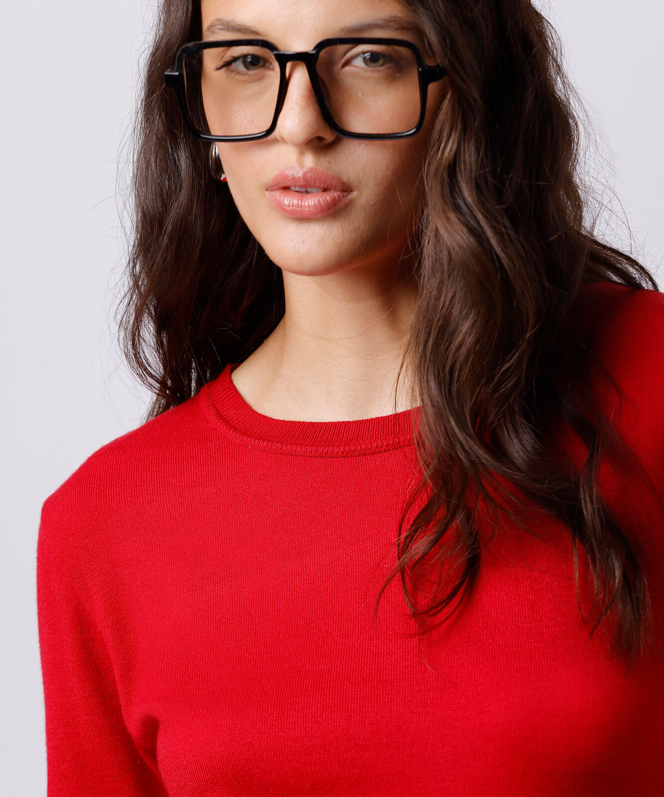 suéter feminino de tricot gola redonda mindset vermelho