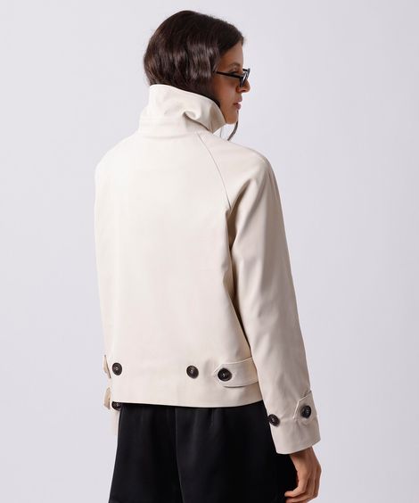casaco trench coat cropped feminino mindset bege