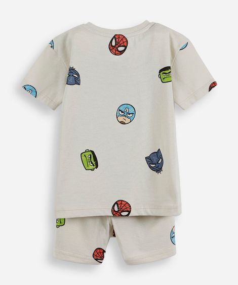 pijama curto infantil de algodão os vingadores bege