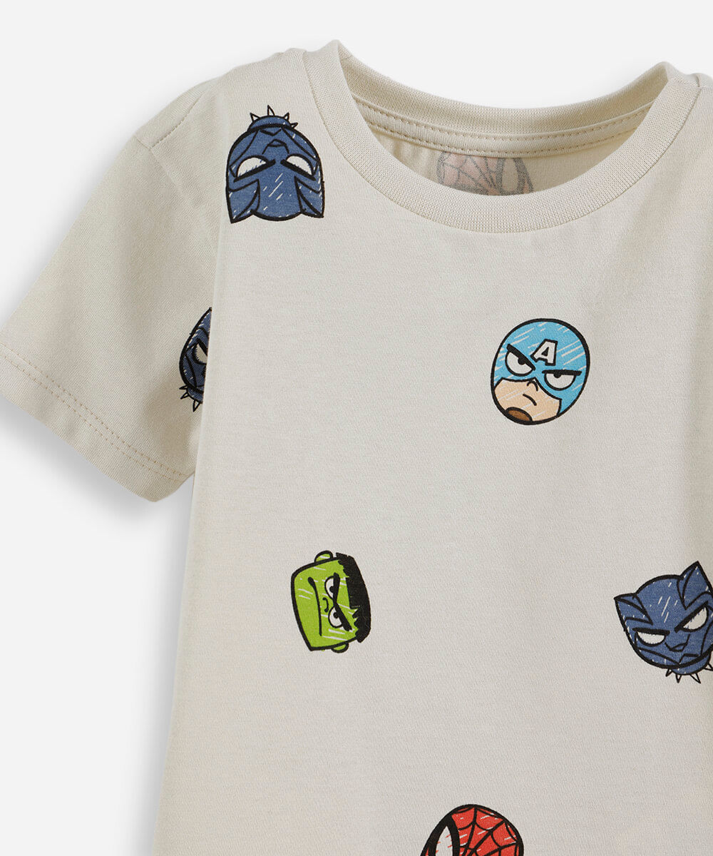 pijama curto infantil de algodão os vingadores bege