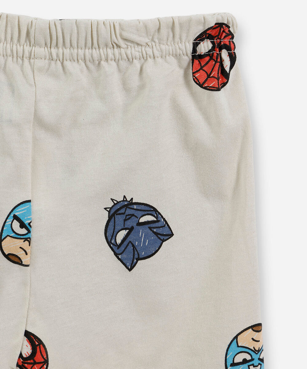 pijama curto infantil de algodão os vingadores bege