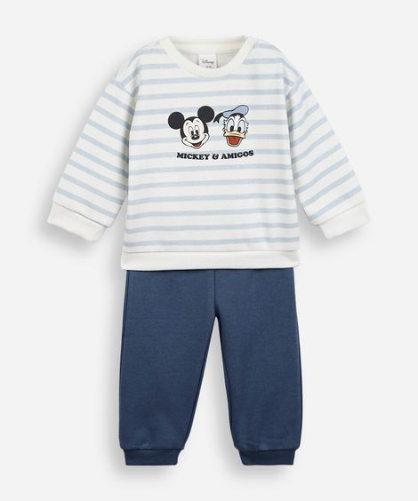conjunto infantil de moletom mickey e amigos azul
