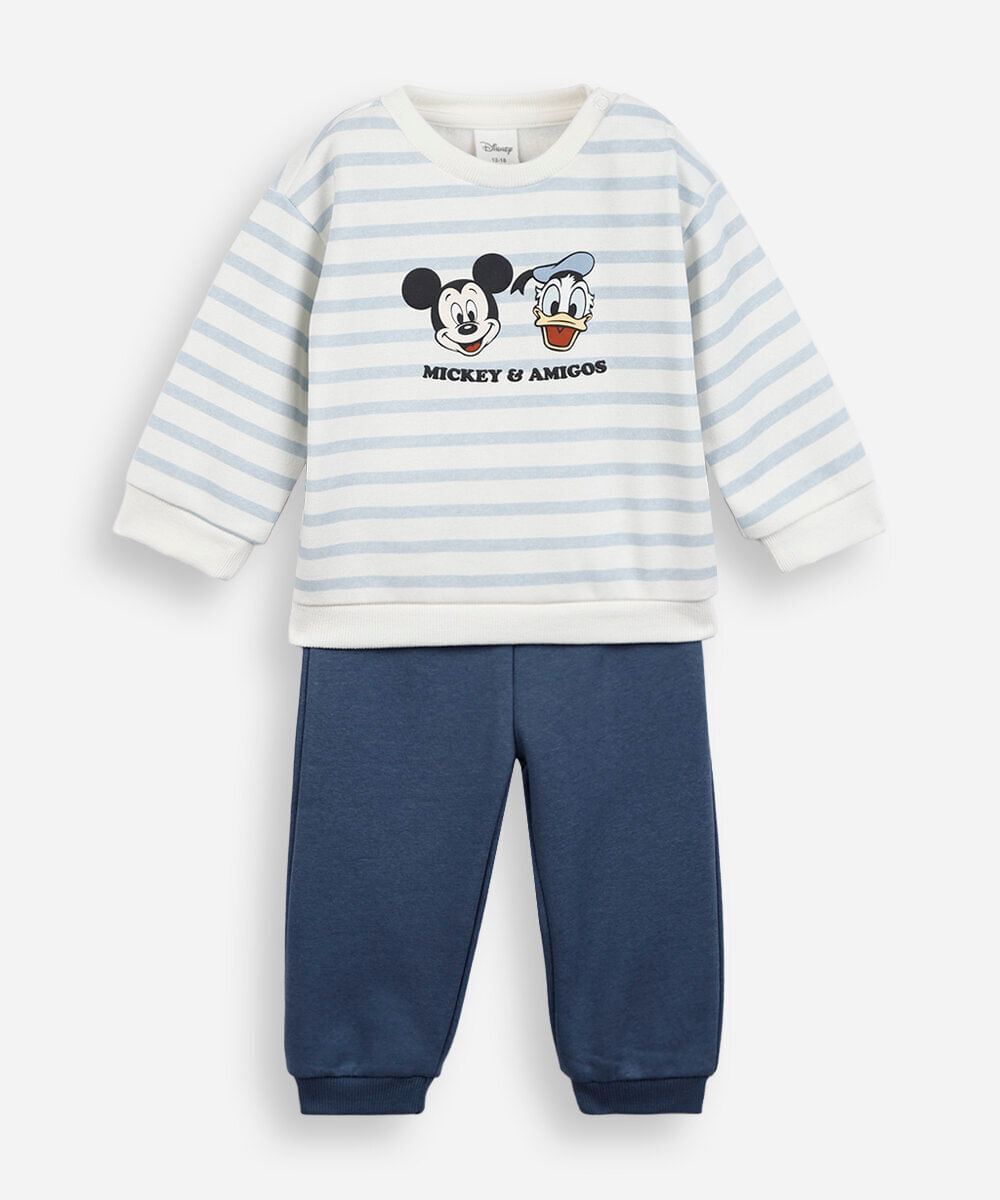 conjunto infantil de moletom mickey e amigos azul