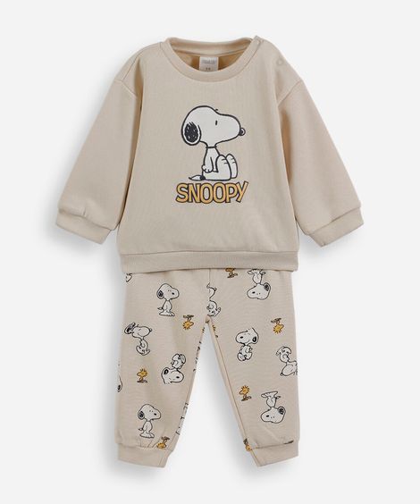 conjunto infantil snoopy bege