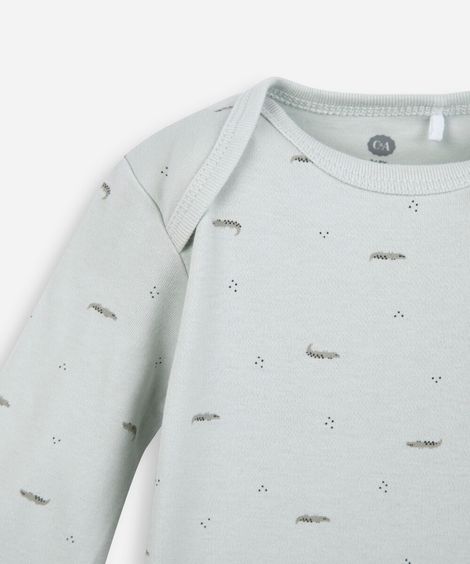 conjunto infantil body e calça jacaré em algodão verde